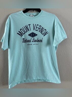 Mount Vernon National Landmark Women's Graphic T-Shirt Aqua Size Large Top